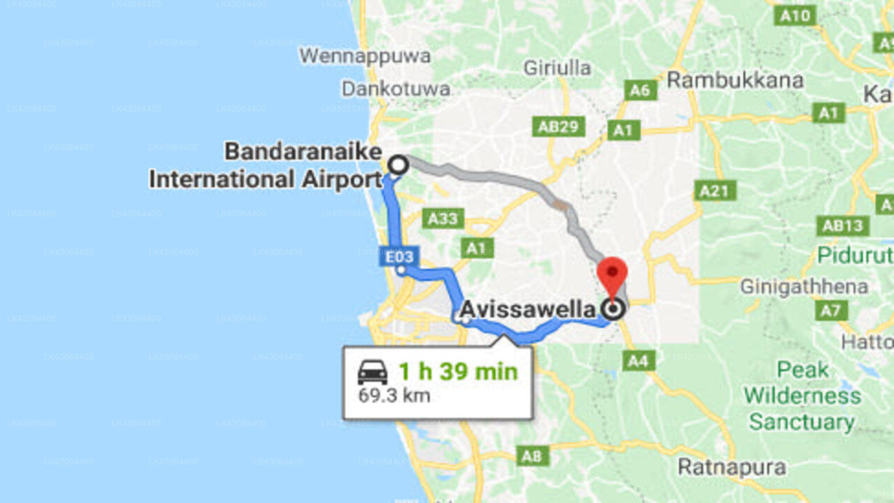 Transfer zwischen dem Flughafen Colombo (CMB) und dem Talduwa Manor Dehiowita, Avissawella