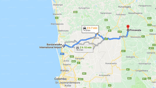 Transfer zwischen dem Flughafen Colombo (CMB) und der Governors Lodge Pinnawala, Pinnawala