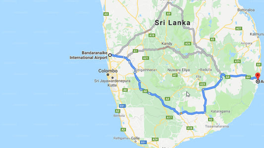 Transfer zwischen dem Flughafen Colombo (CMB) und Rocco's Hotel, Arugam Bay