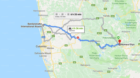 Transfer zwischen dem Flughafen Colombo (CMB) und dem Hotel Glendower, Nuwara Eliya