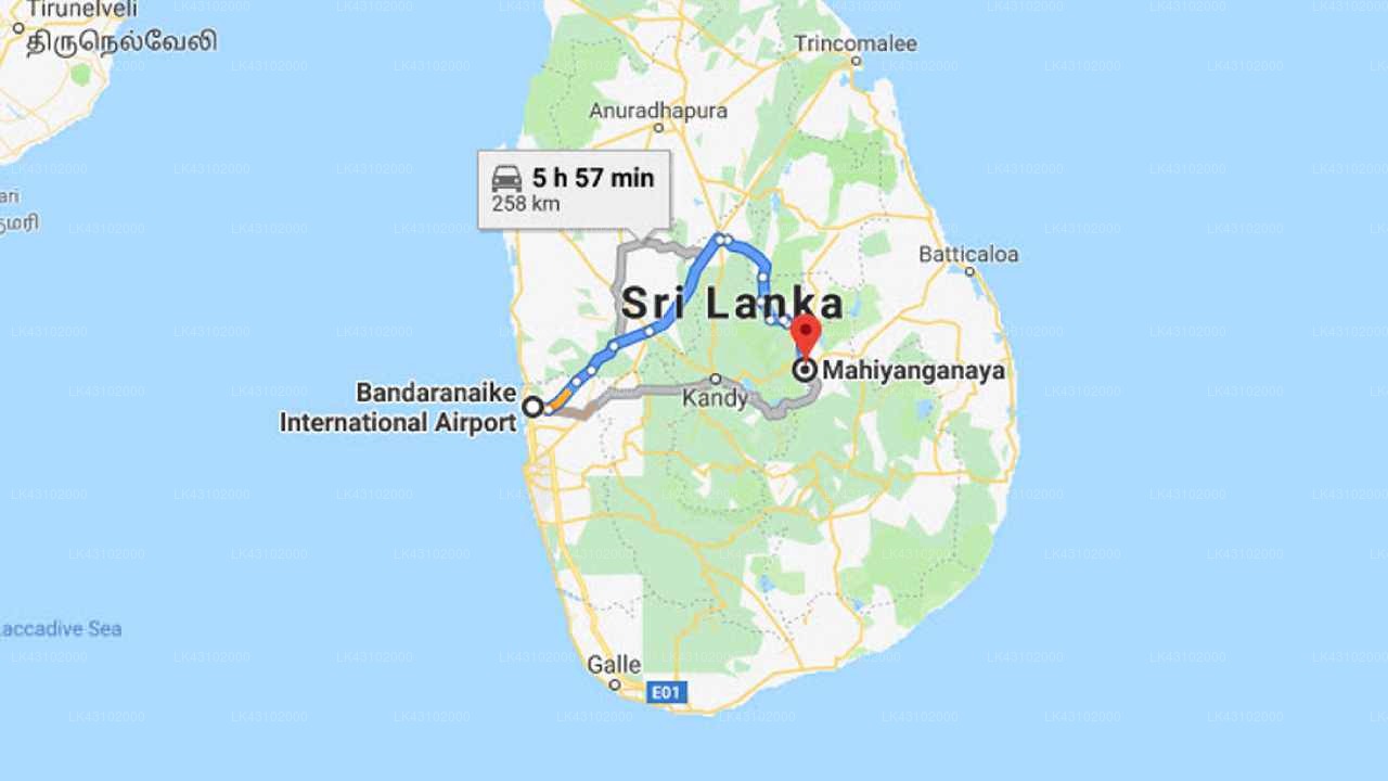 Transfer zwischen dem Flughafen Colombo (CMB) und Mahoora - Dambana, Mahiyanganaya