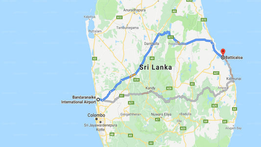 Transfer zwischen dem Flughafen Colombo (CMB) und dem Riviera Resort, Batticaloa