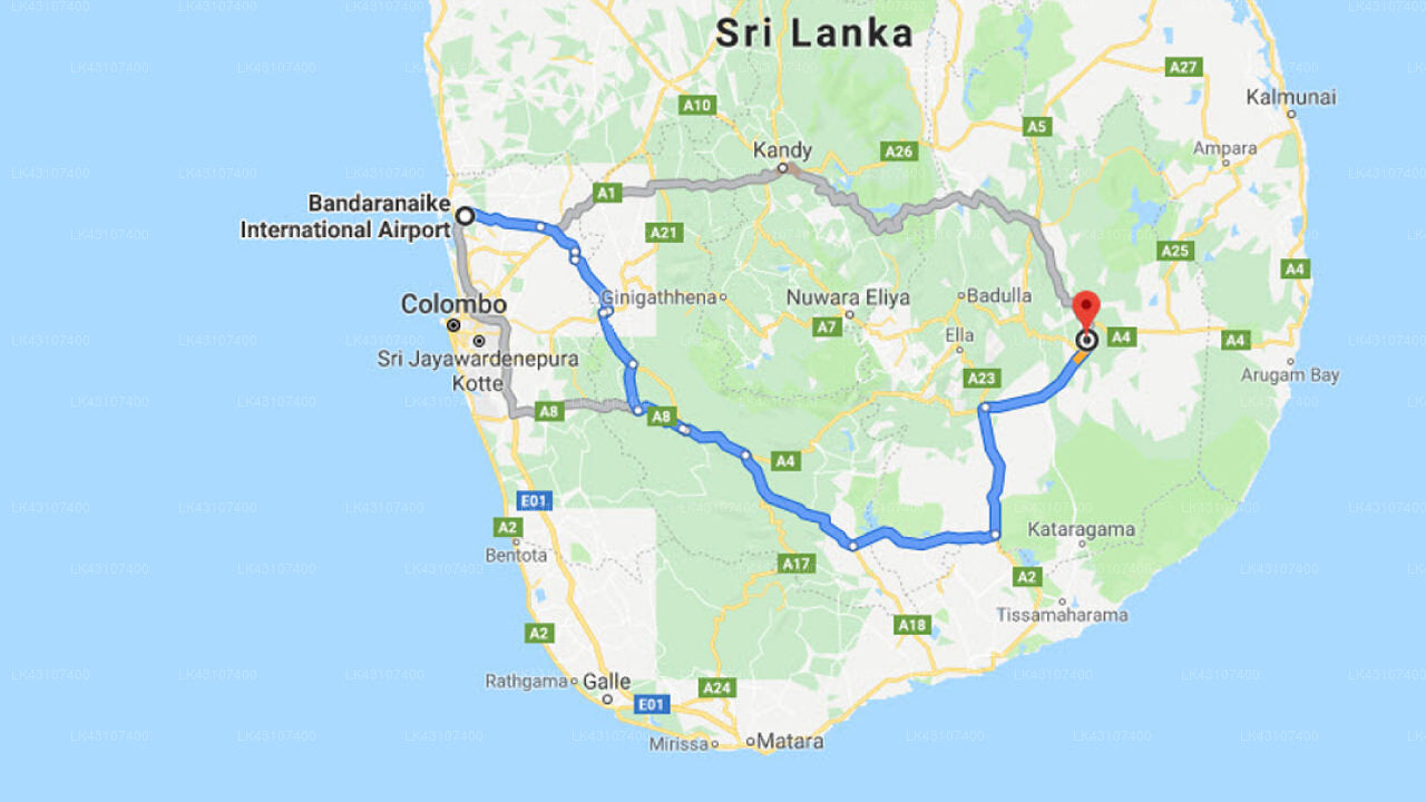Transfer zwischen dem Flughafen Colombo (CMB) und dem Asiri Guest Inn, Moneragala