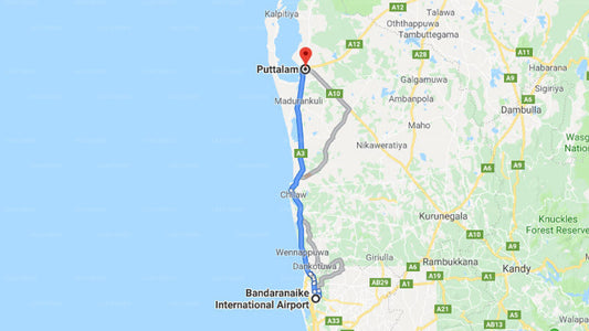 Transfer zwischen dem Flughafen Colombo (CMB) und dem Chilaw Rest House, Puttalam