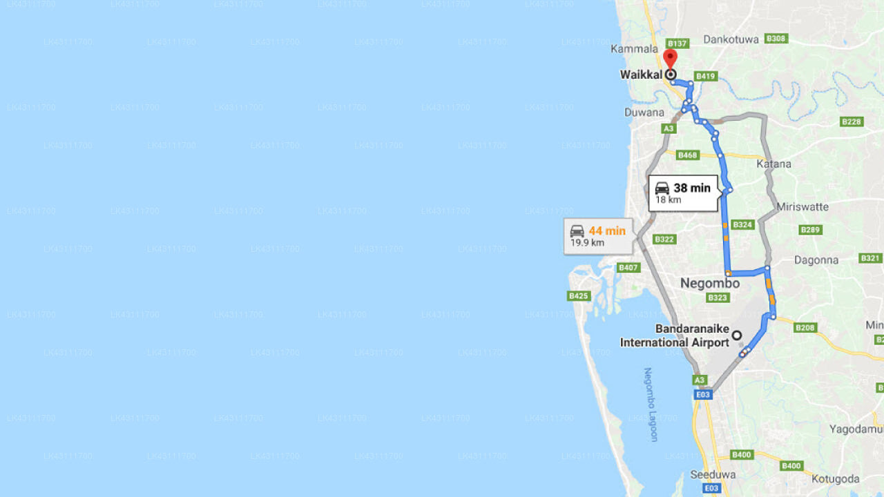 Transfer zwischen dem Flughafen Colombo (CMB) und dem Jetwing Seashells Hotel, Waikkal
