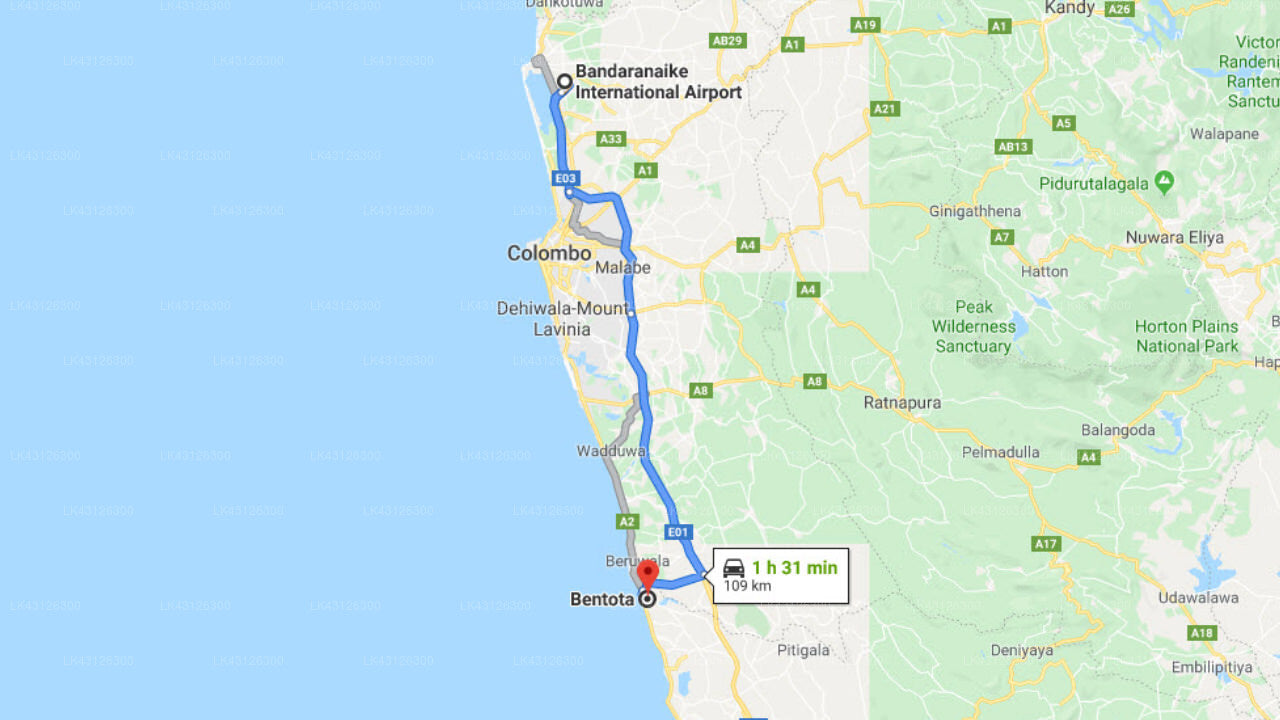 Transfer zwischen dem Flughafen Colombo (CMB) und der Sea Rock Villa, Bentota