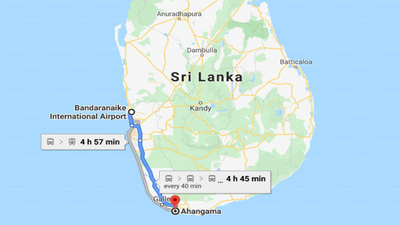 Transfer zwischen dem Flughafen Colombo (CMB) und dem Charming Holiday House, Ahangama