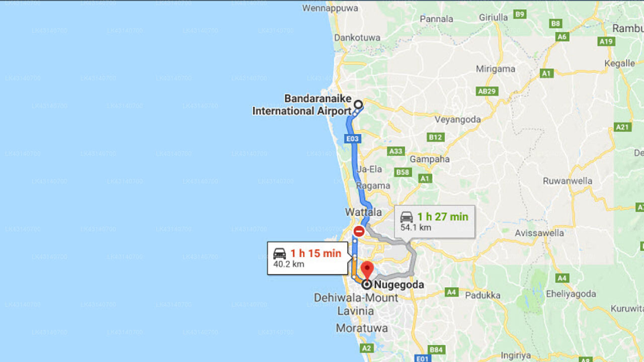 Transfer zwischen dem Flughafen Colombo (CMB) und dem Dream Home Stay, Nugegoda