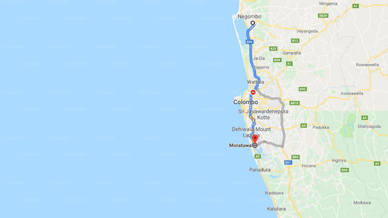 Transfer zwischen dem Flughafen Colombo (CMB) und Grimsby Home Stay, Moratuwa