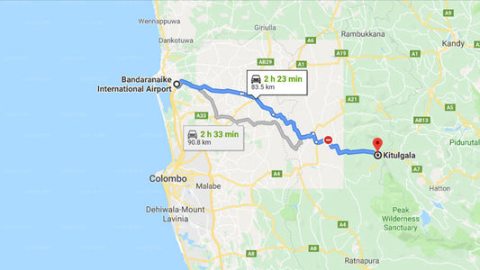 Transfer zwischen dem Flughafen Colombo (CMB) und Forest Edge, Kitulgala
