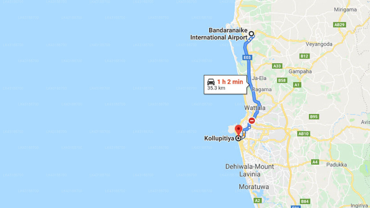 Transfer zwischen dem Flughafen Colombo (CMB) und Nawamini Travels, Kollupitiya