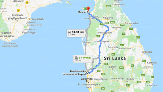 Transfer zwischen dem Flughafen Colombo (CMB) und dem Shell Coast Resort, Mannar