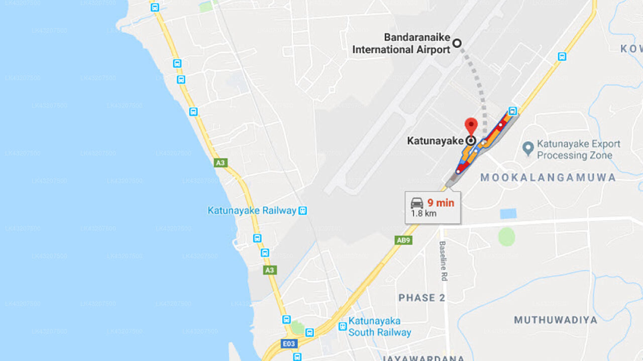 Transfer zwischen dem Flughafen Colombo (CMB) und der Airport Villa, Katunayake