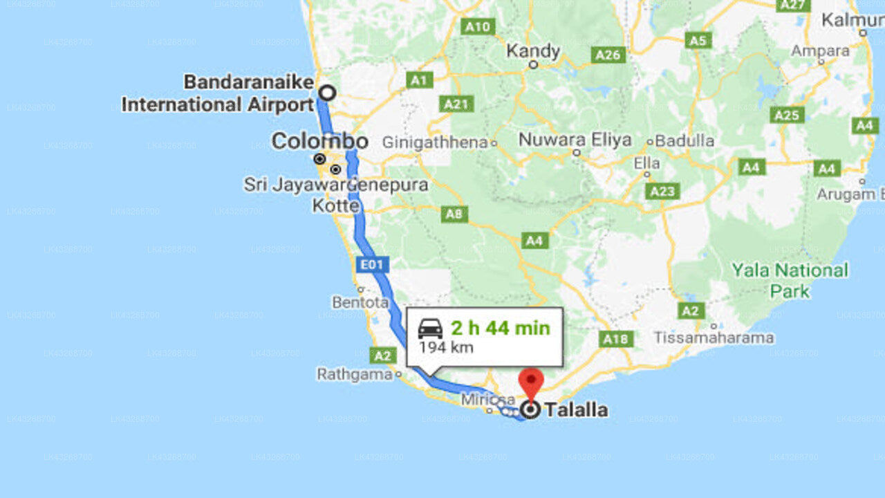 Transfer zwischen dem Flughafen Colombo (CMB) und dem Talalla House, Talalla