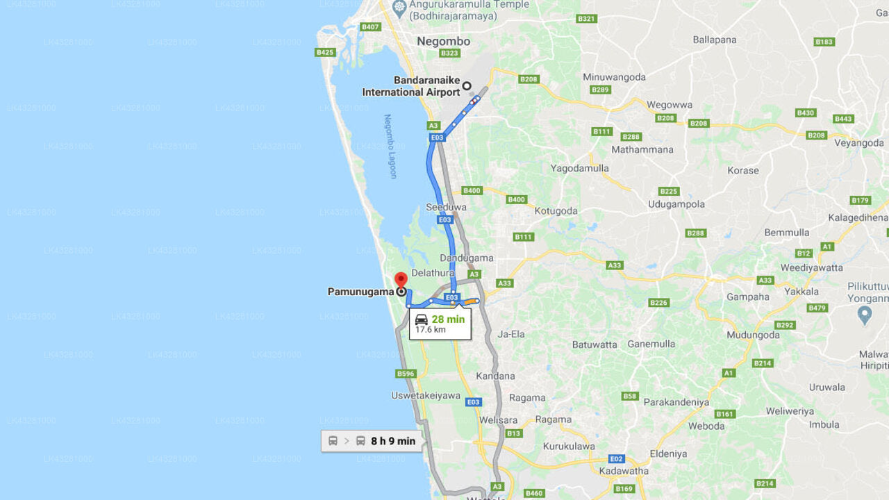 Transfer zwischen dem Flughafen Colombo (CMB) und der Seaside Villa, Pamunugama