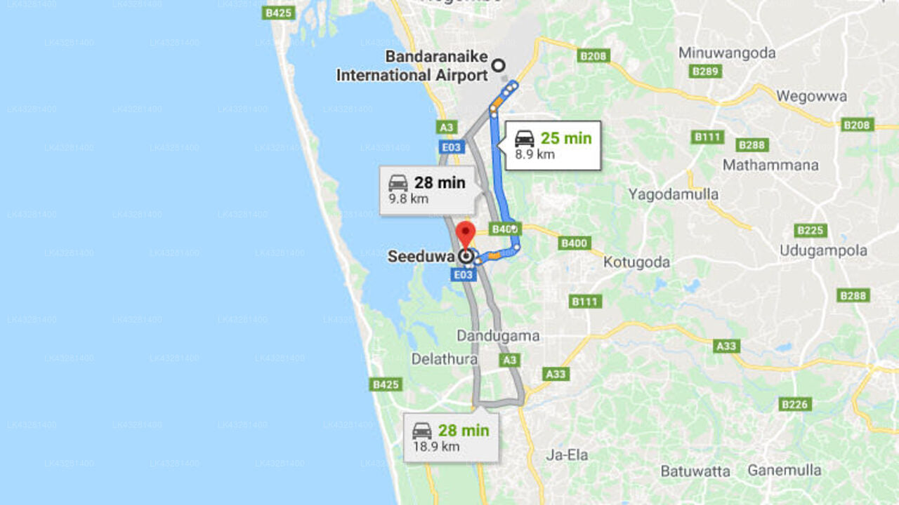 Transfer zwischen dem Flughafen Colombo (CMB) und der Randoni Villa, Seeduwa