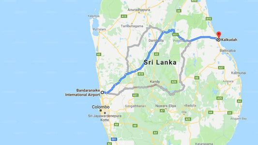 Transfer zwischen dem Flughafen Colombo (CMB) und dem Royal Pearl Guest House, Kalkudah