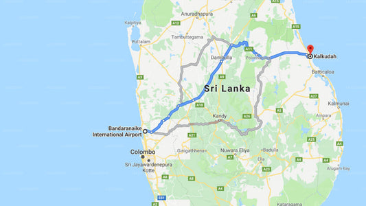 Transfer zwischen dem Flughafen Colombo (CMB) und Dickson Beach Cabanaa, Kalkudah