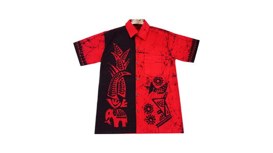 Handgefertigtes Herren-Batik-Shirt (Rot)