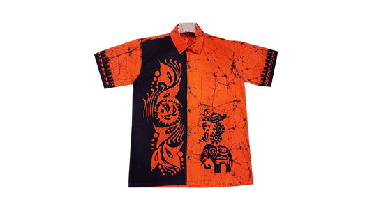 Handgefertigtes Herren-Batik-Shirt (Orange)