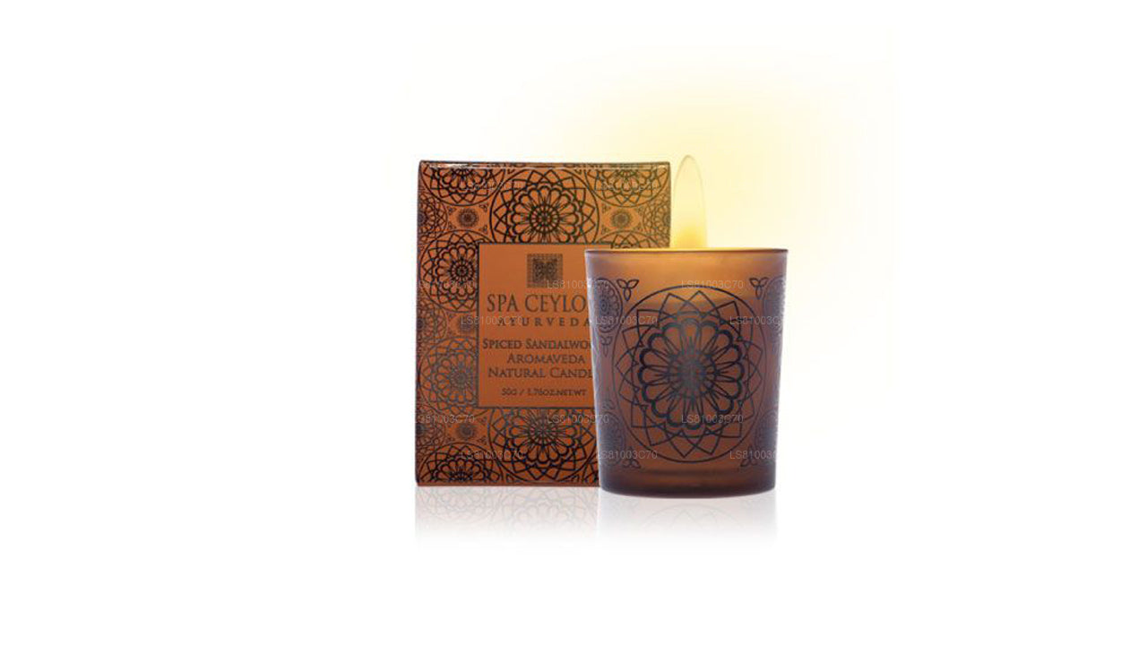 Spa Ceylon Gewürztes Sandelholz – Aromaveda Natural Candle (50g)