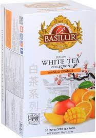 BASILUR – AROMATISIERTER WEISSER TEE – BOX – TEEBEUTEL MIT PAPIERUMSCHLAG – MANGO ORANGE (30 g)