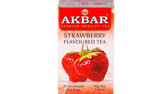 Akbar Ceylon-Schwarztee mit Erdbeergeschmack, (40 g), 20 Teebeutel