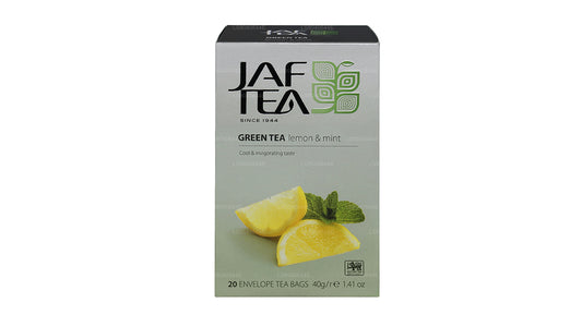 Jaf Tea Pure Green Collection Teebeutel in Folie, grüne Zitrone und Minze, 40 g